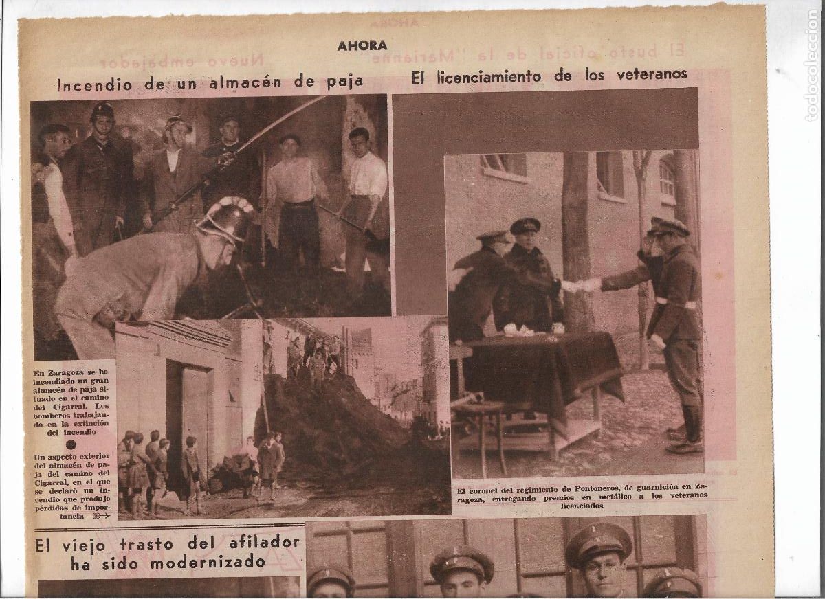 Coleccionismo: A&Ntilde;O 1933 RECORTE PRENSA ZARAGOZA INCENDIO ALMACEN DE PAJA CAMINO DEL CIGARRAL ACTUACION BOMBEROS