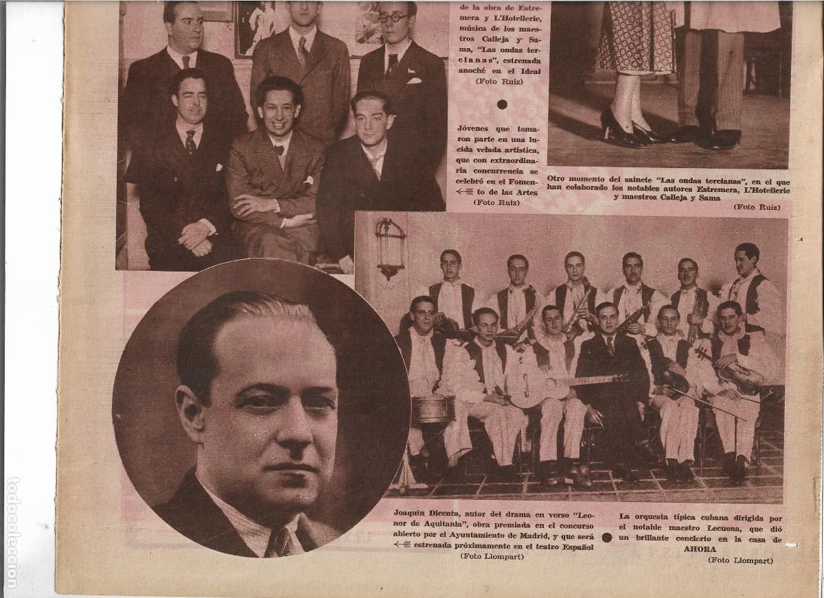 Coleccionismo: A&Ntilde;O 1933 RECORTE PRENSA ORQUESTA TIPICA CUBANA DIRECTOR MAESTRO LECUONA CONCIERTO CASA DIARIO AHORA