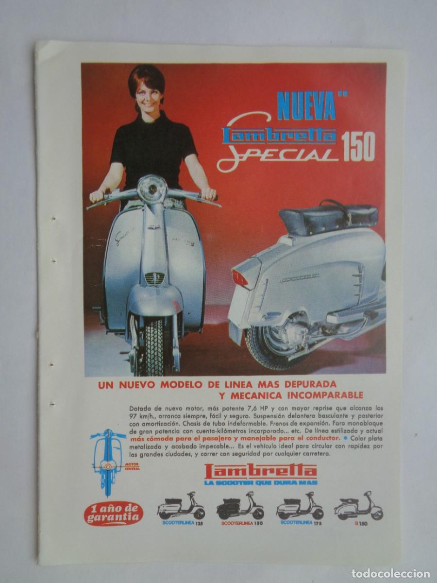 Coleccionismo: HOJA DE REVISTA CON ANUNCIO DE LA NUEVA MOTO LAMBRETTA 150 SPECIAL. A&Ntilde;OS 60