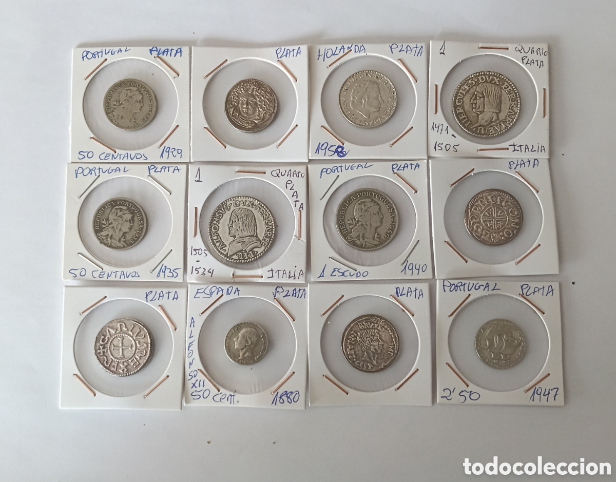 Coleccionismo: Monedas de Plata Antiguas diferentes. Lote de 12 Monedas tal cual las fotograf&iacute;as.