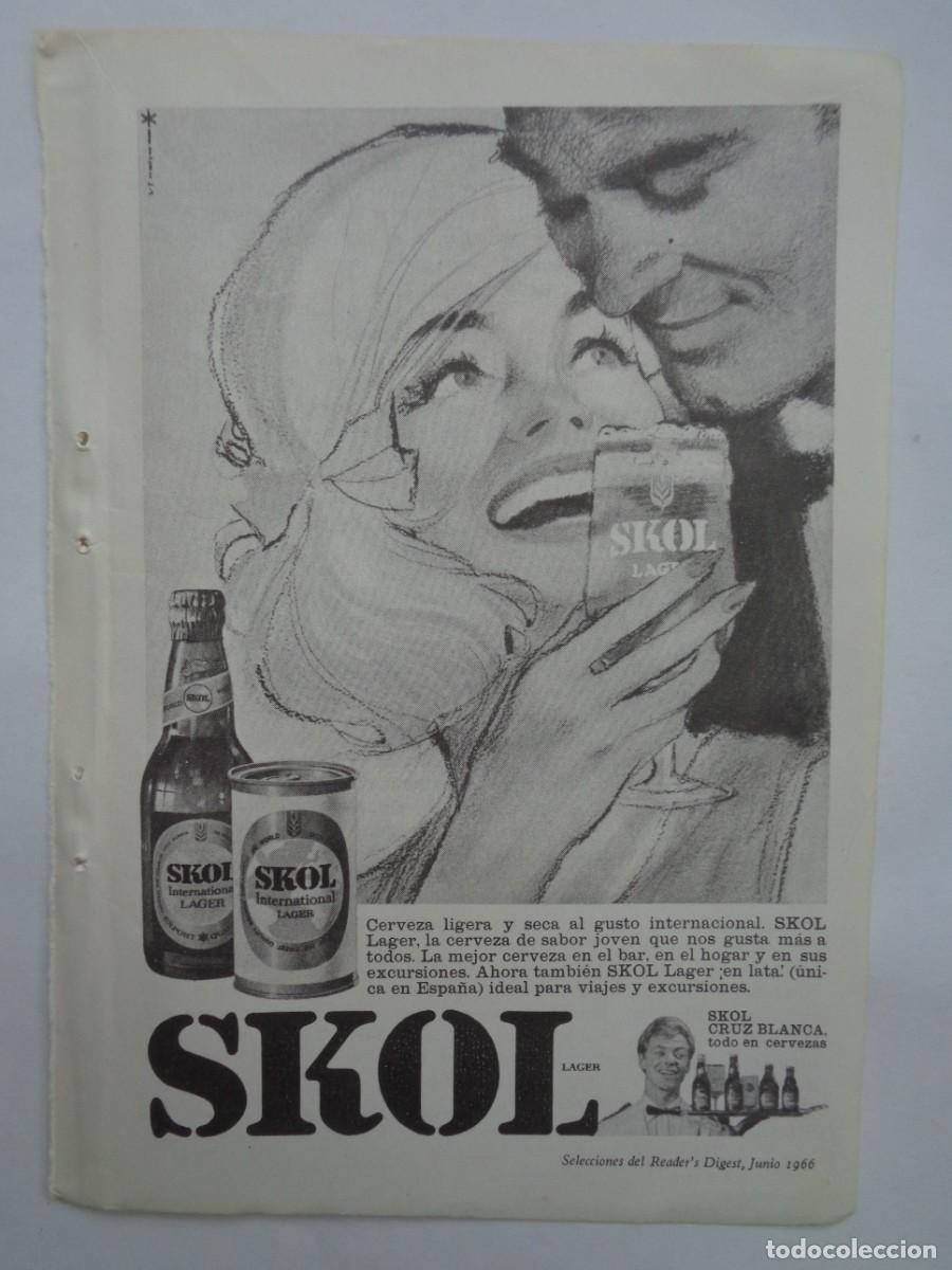 Coleccionismo: HOJA DE REVISTA CON ANUNCIO DE CERVEZA SKOL . A&Ntilde;OS 60