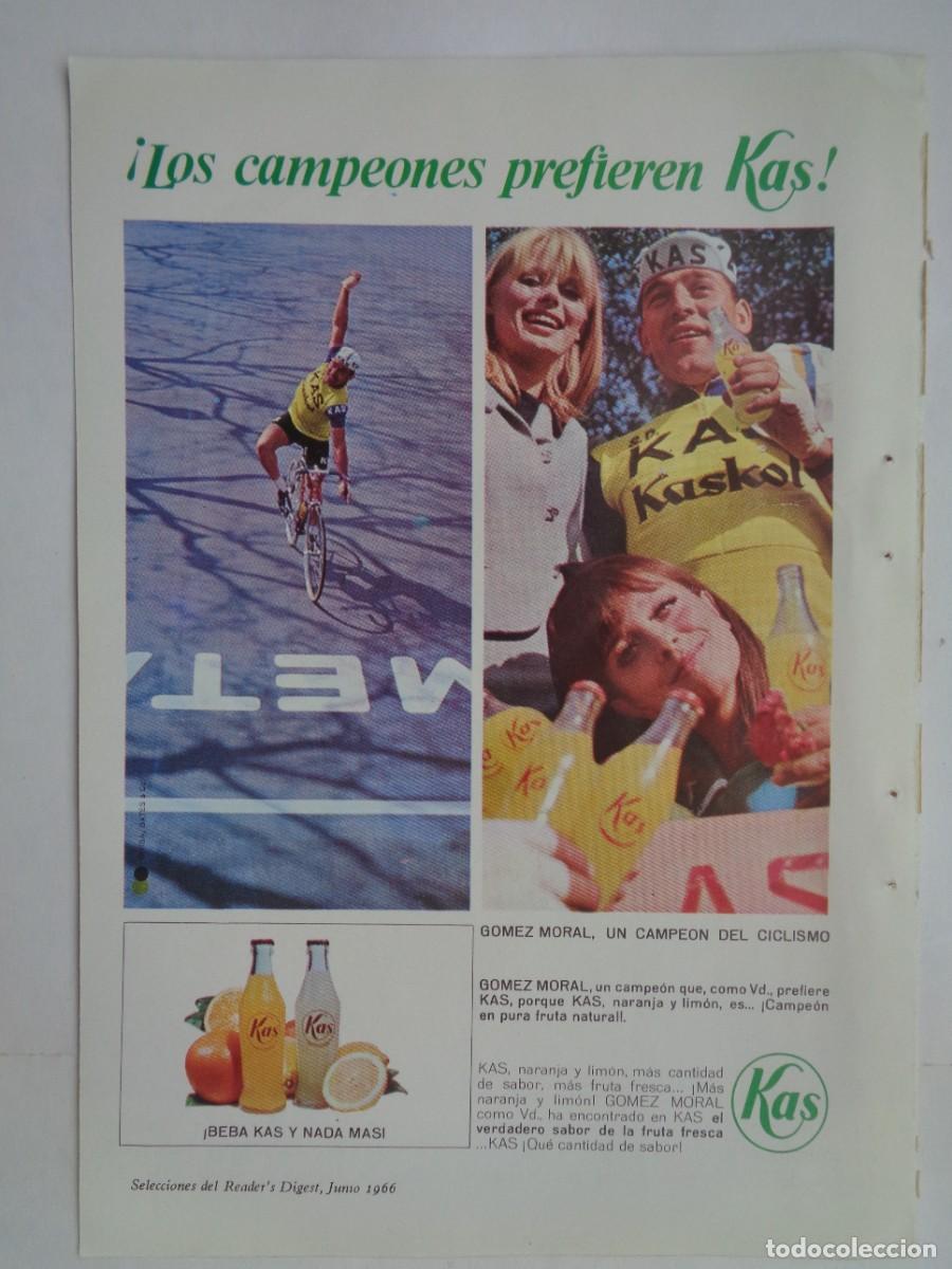 Coleccionismo: HOJA DE REVISTA CON ANUNCIO DE REFRESCOS KAS Y SU EQUIPO DE CICLISMO . A&Ntilde;OS 60