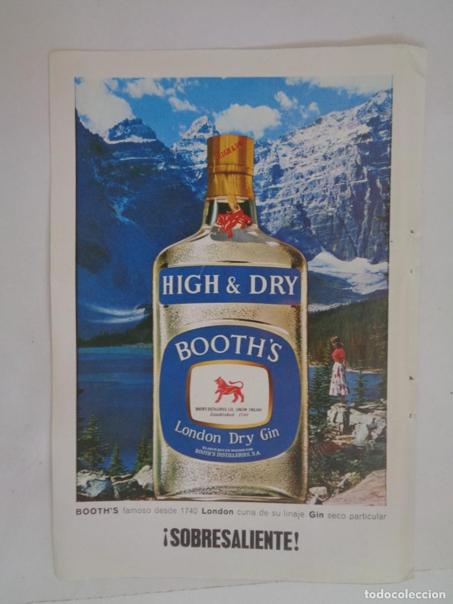 Coleccionismo: HOJA DE REVISTA CON ANUNCIO DE GINEBRA BOOTH&acute;S . A&Ntilde;OS 60