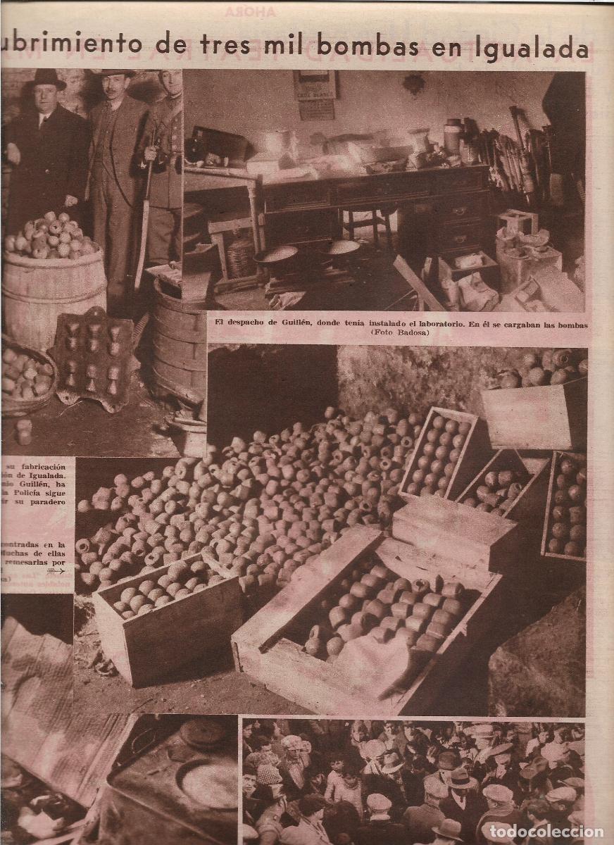 Coleccionismo: A&Ntilde;O 1933 RECORTE PRENSA IGUALADA HALLAZGO DE TRES MIL BOMBAS EN FUNDICION DIRECTOR ANTONIO GUILLEN