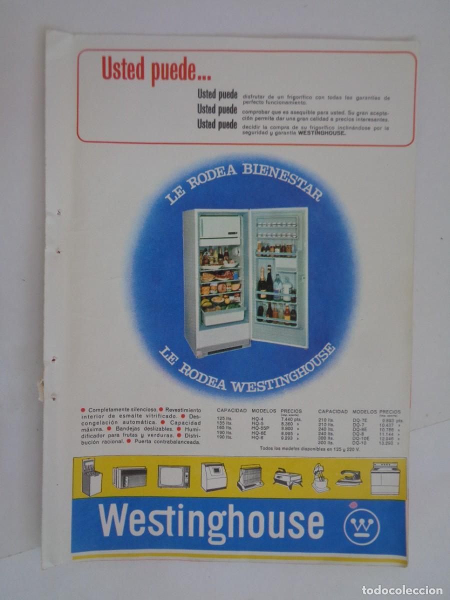 Coleccionismo: HOJA DE REVISTA CON ANUNCIO DE FRIGORIFICO WESTINGHOUSE , A&Ntilde;OS 60