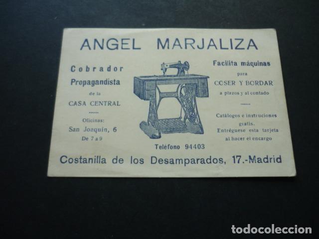 Collezionismo: MADRID ANGEL MARJALIZA MAQUINAS DE COSER Y BORDAR TARJETA PUBLICITARIA