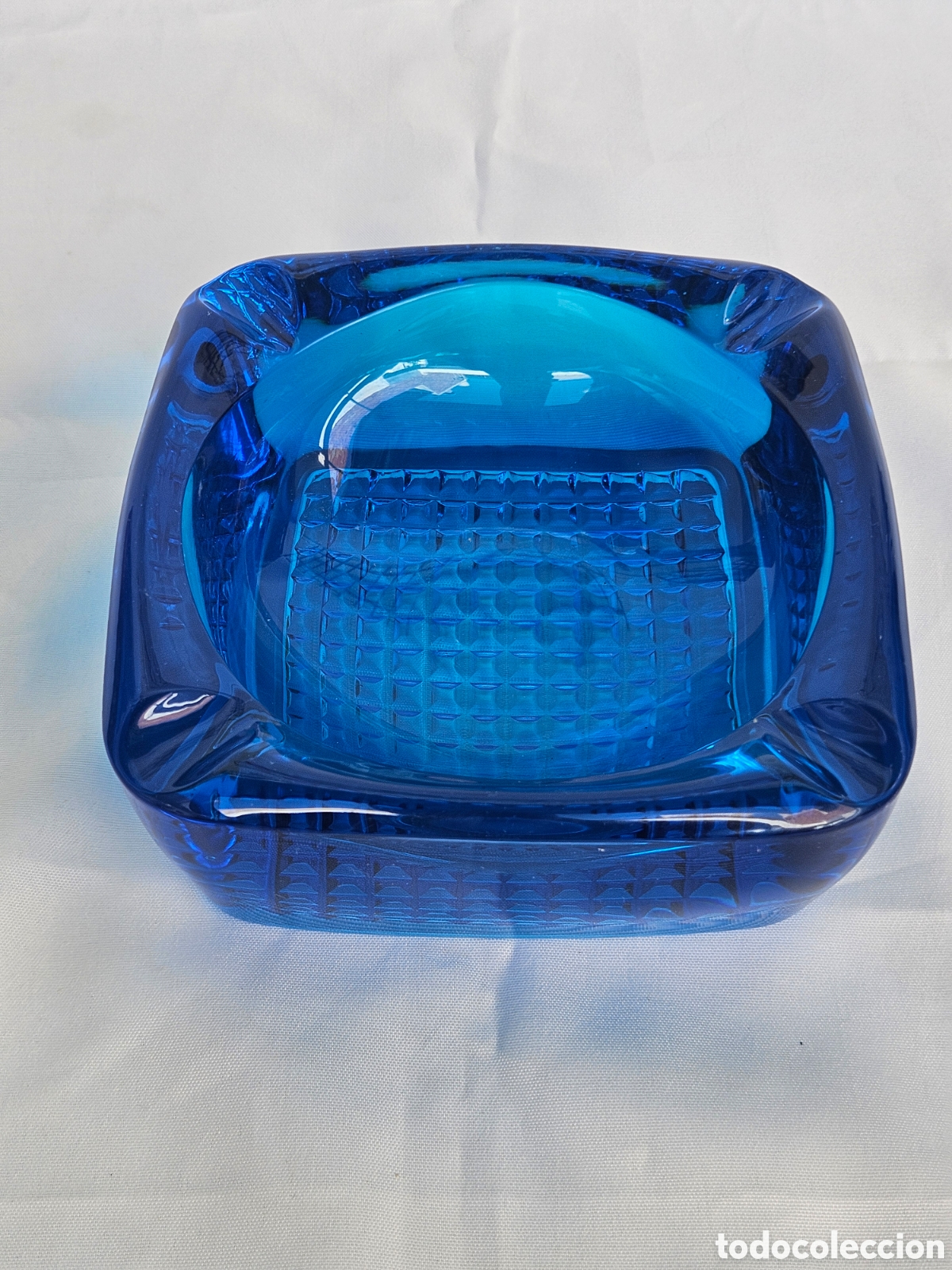 Coleccionismo: CENICERO VINTAGE AZUL . CRISTAL MURANO..?