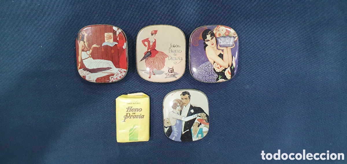 Sammeln: Lote de jabones Heno de Pravia. Perfumer&iacute;a Gal Madrid. En caja de lata. (L135)