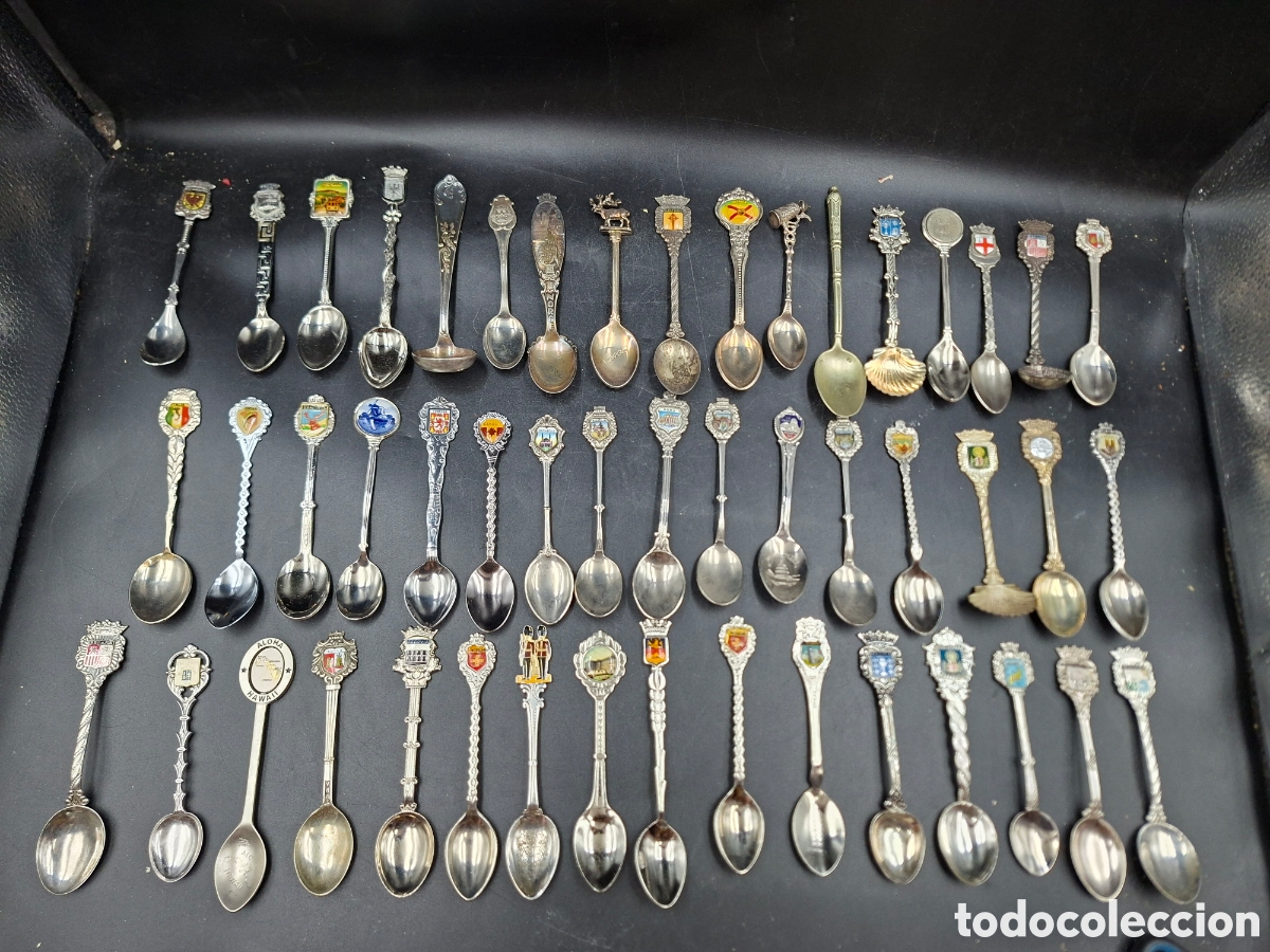 Sammeln: Coleccion de 55 cucharillas, alpaca, plateadas y otros. lugares... alguna muy antigua. Ver fotos