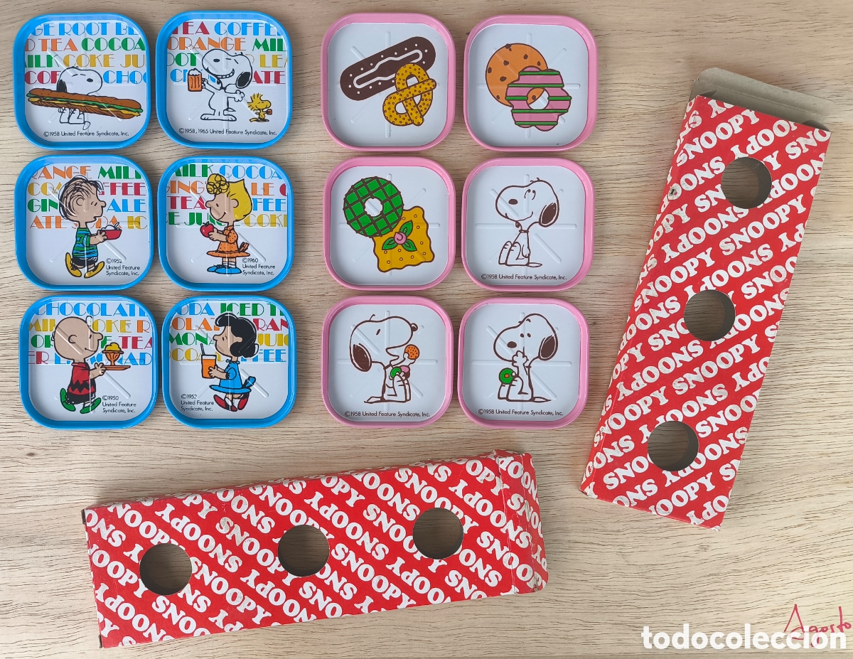 Collecting: SNOOPY COASTER SET 12 PEANUTS CHARLIE BROWN LUCY LINUS POSAVASOS MET&Aacute;LICOS CHARLES M. SCHULZ C. 1960
