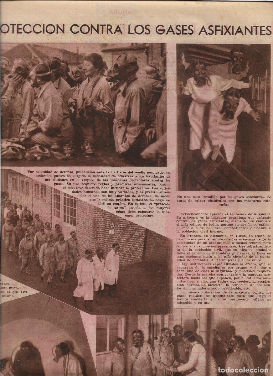 Coleccionismo: A&Ntilde;O 1933 RECORTE PRENSA PROTECCION CONTRA GASES ASFIXIANTES MASCARAS DE GAS