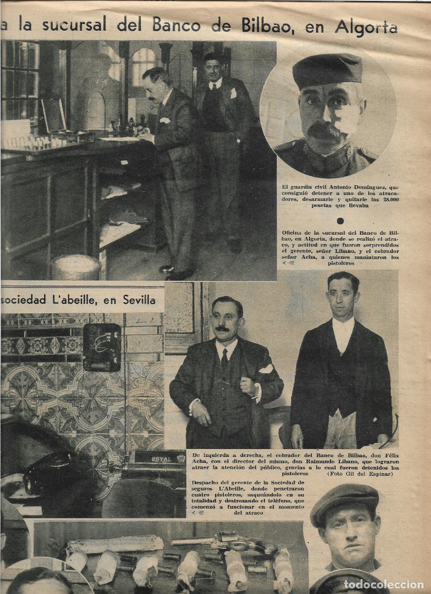 Coleccionismo: A&Ntilde;O 1933 ASALTO SUCURSAL DEL BANCO DE BILBAO EN ALGORTA FELIX ACHA COBRADOR RAIMUNDO LIBANO DIRECTOR