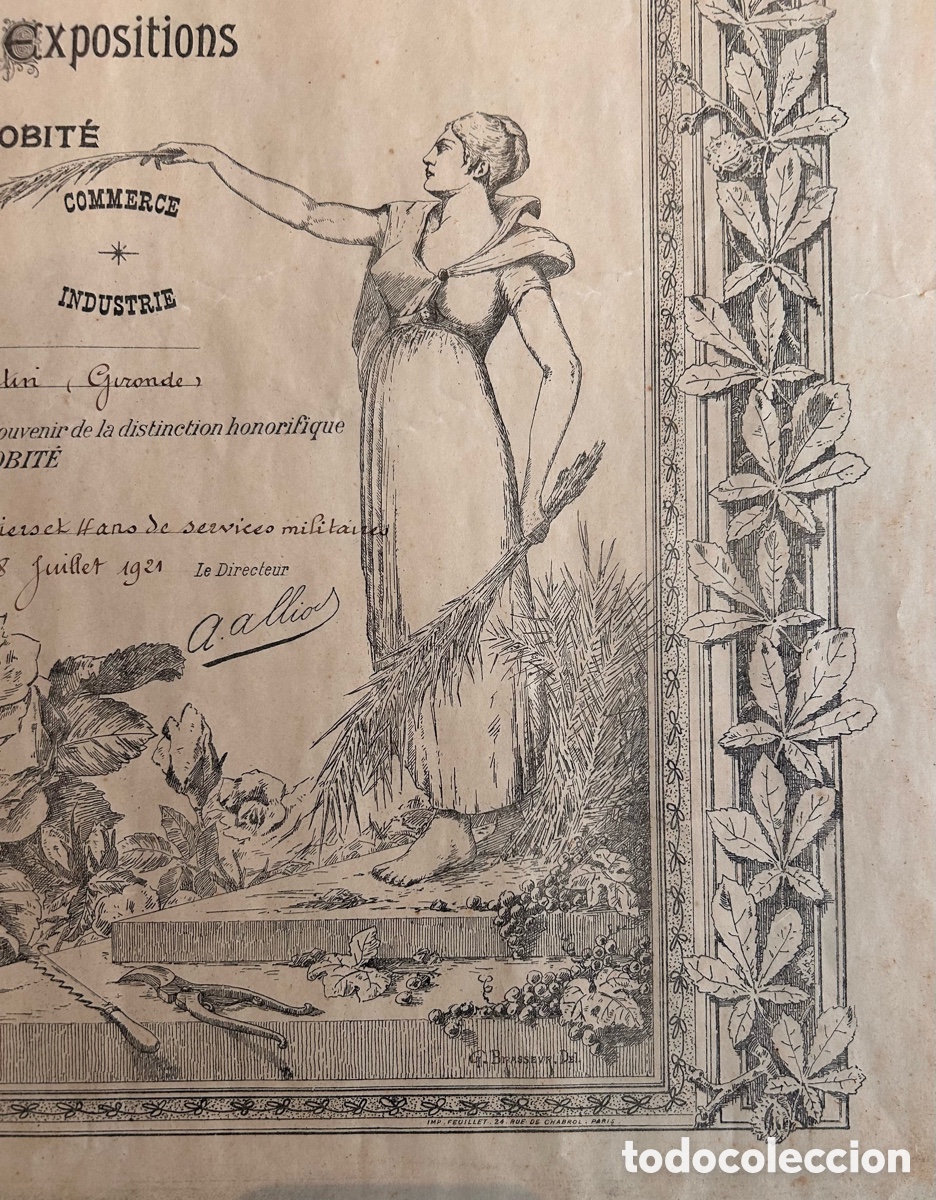 Coleccionismo: Diploma comercial franc&eacute;s vintage - Foto 2