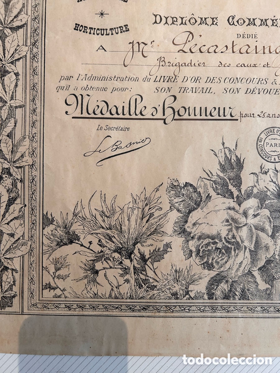 Coleccionismo: Diploma comercial franc&eacute;s vintage - Foto 3