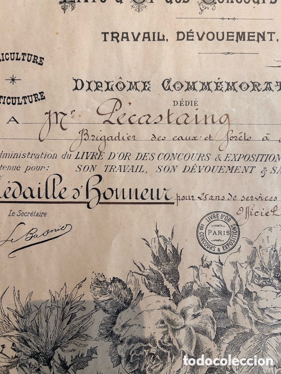 Coleccionismo: Diploma comercial franc&eacute;s vintage - Foto 4