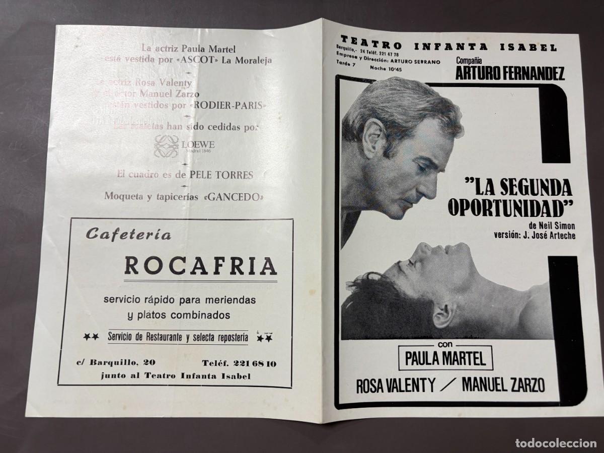 Coleccionismo: PROGRAMA TEATRO INFANTA ISABEL 1986 &ndash; ARTURO FERN&Aacute;NDEZ &ndash; LA SEGUNDA OPORTUNIDAD &ndash; NEIL SIMON