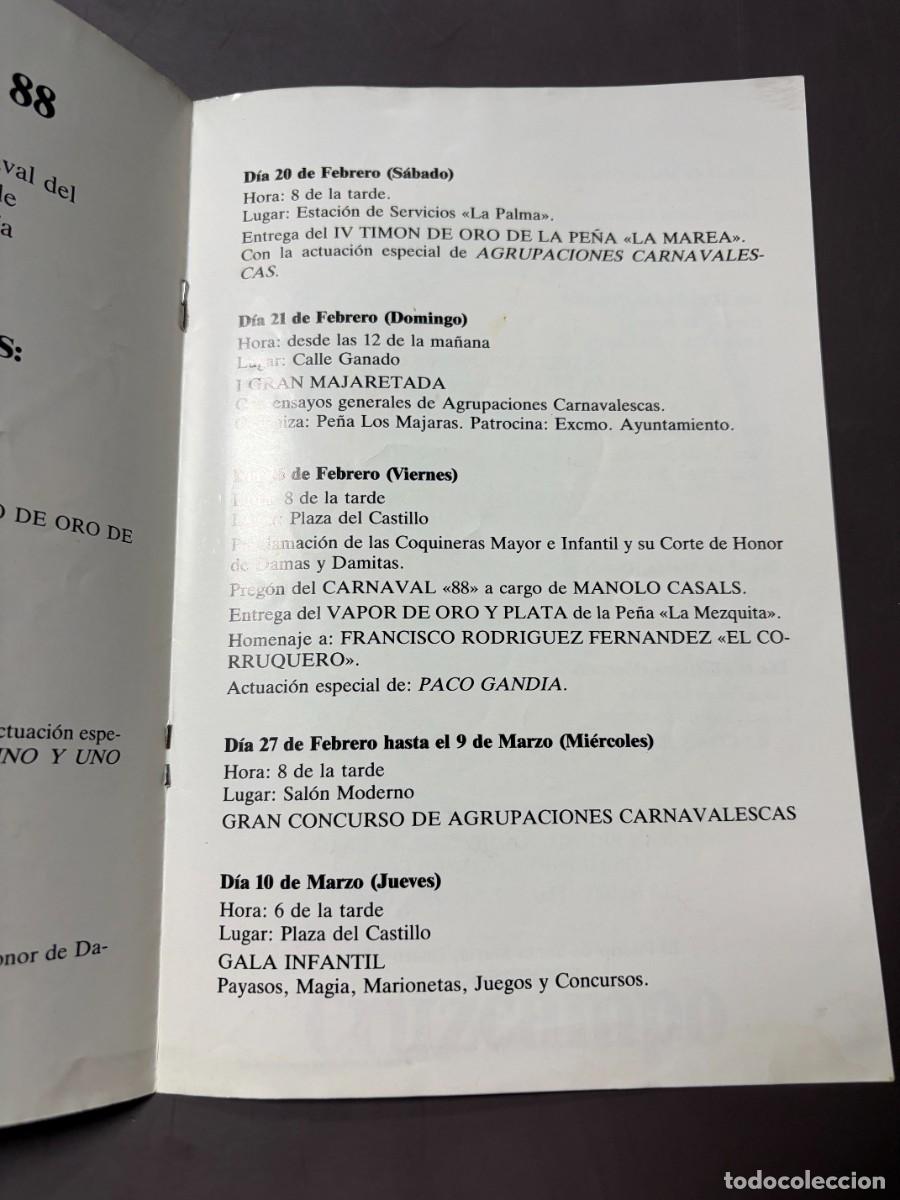 Coleccionismo: PROGRAMA CARNAVAL EL PUERTO DE SANTA MAR&Iacute;A 1988 &ndash; OSBORNE - Foto 3