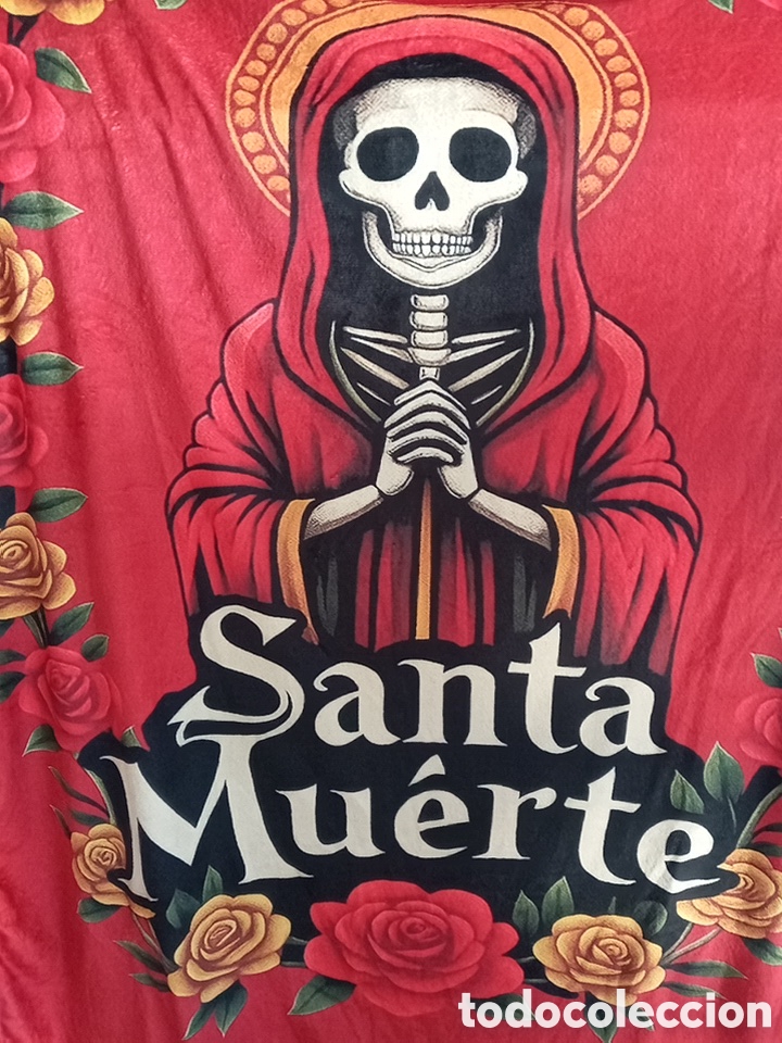 Colecionismo: MANTA CON LA IMAGEN DE LA SANTA MUERTE