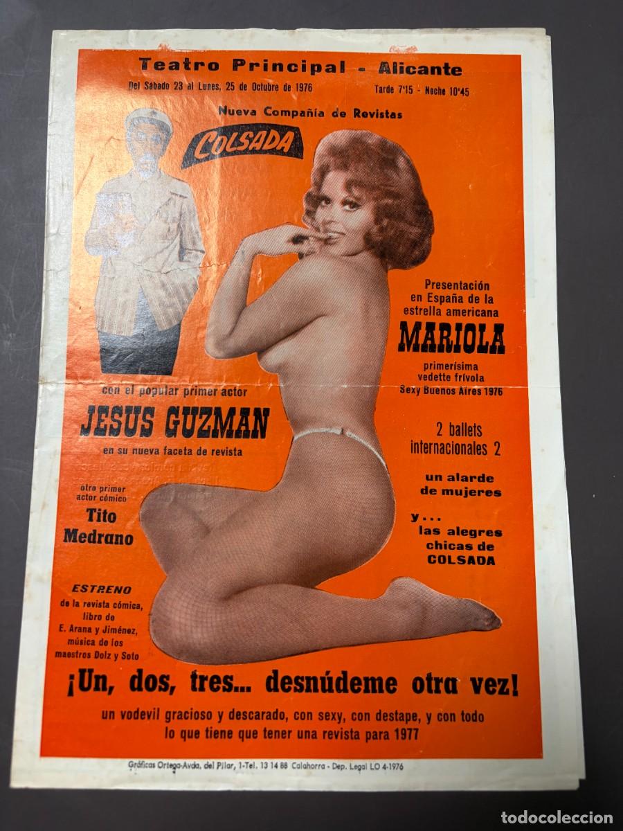 Coleccionismo: PROGRAMA TEATRO PRINCIPAL ALICANTE 1976. COLSADA. MARIOLA. JES&Uacute;S GUZM&Aacute;N. DESN&Uacute;DEME OTRA VEZ