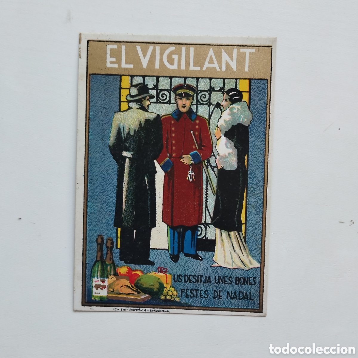 Coleccionismo: 1934 EL VIGILANT US DESITJA BONES FESTES DE NADAL FELICITACI&Oacute;N NAVIDAD VIGILANTE ORIGINAL