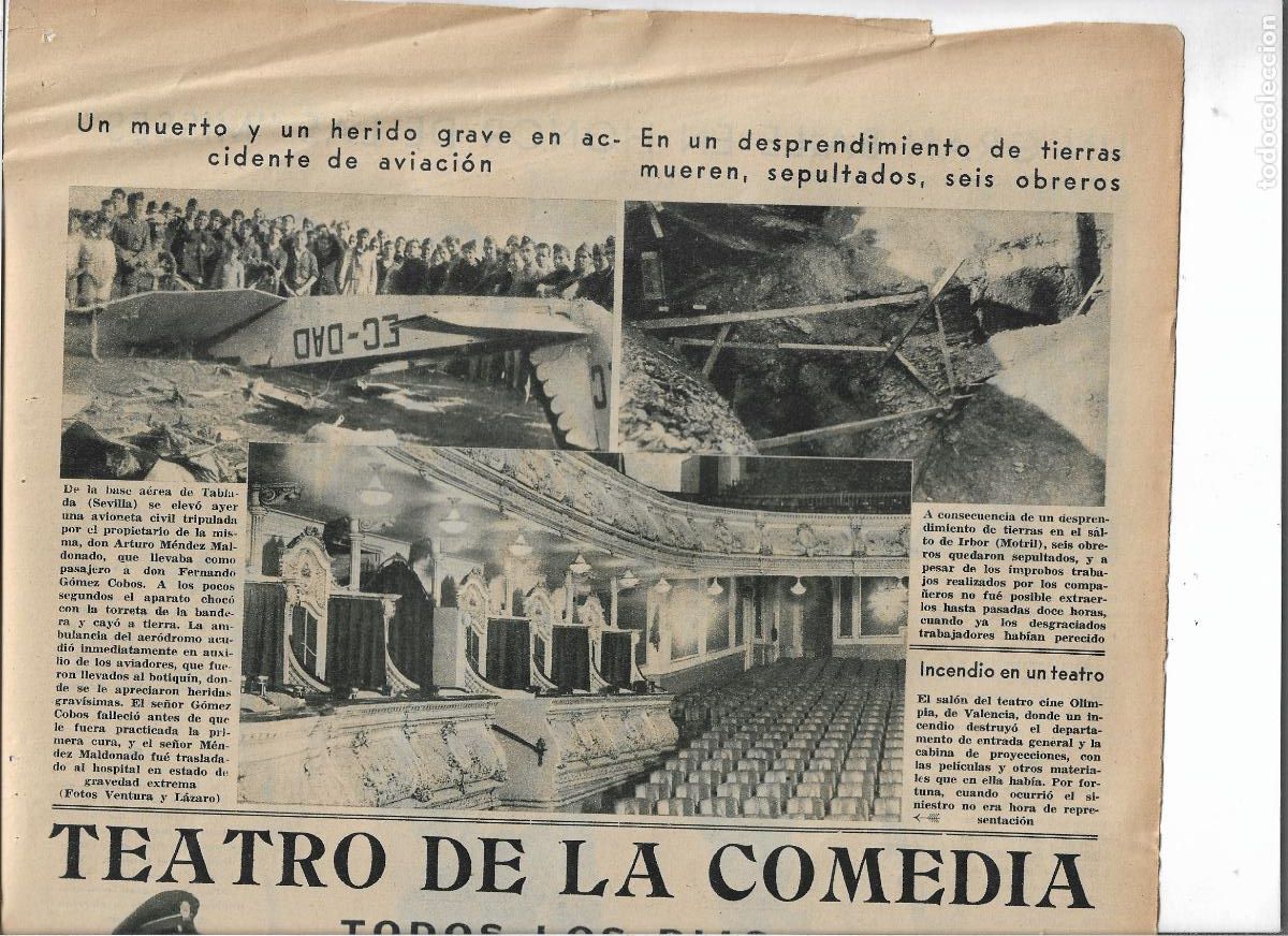 Collecting paper: A&Ntilde;O 1933 ACCIDENTE SALTO DE IRBOR MOTRIL MUERTE 6 OBREROS SEPULTADOS DESPRENDIMIENTO TIERRAS