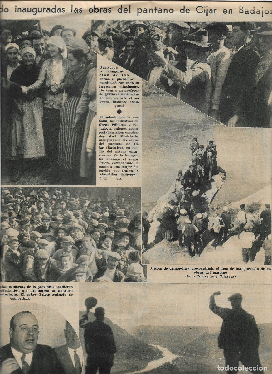 Collecting paper: A&Ntilde;O 1933 RECORTE PRENSA INAUGURACION OBRAS PANTANO DE CIJAR BADAJOZ GRAN CONCURRENCIA VECINOS PUEBLO