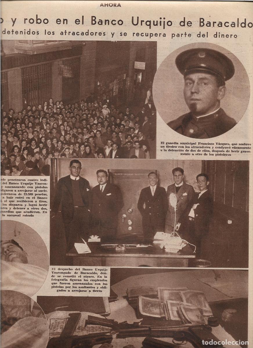 Collecting paper: A&Ntilde;O 1933 RECORTE PRENSA ASALTO ROBO EN BANCO URQUIJO DE BARACALDO DETENCION ATRACADORES