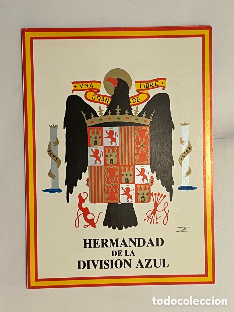 Colecionismo: HERMANDAD DE LA DIVISI&Oacute;N AZUL. Santander. Diptico de gran tama&ntilde;o.. en memoria (h.1970?)