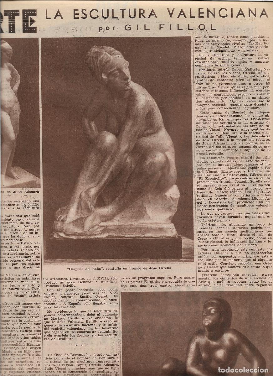 Collecting paper: A&Ntilde;O 1933 RECORTE PRENSA ARTE ESCULTURA VALENCIANA JUAN ADSUARA JOSE ORTELLS JOSE CAPUZ