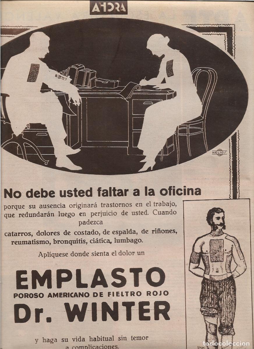 Collecting paper: A&Ntilde;O 1933 RECORTE PRENSA PUBLICIDAD EMPLASTO DOCTOR DR WINTER PARCHE CALMANTE DOLOR