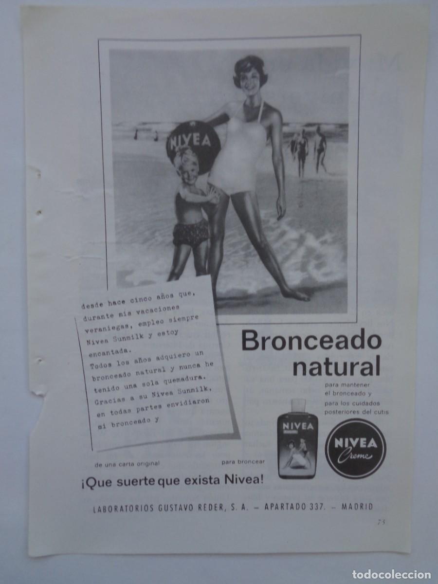 Collectionnisme: HOJA DE REVISTA CON ANUNCIO PUBLICITARIO DE NIVEA . A&Ntilde;OS 60