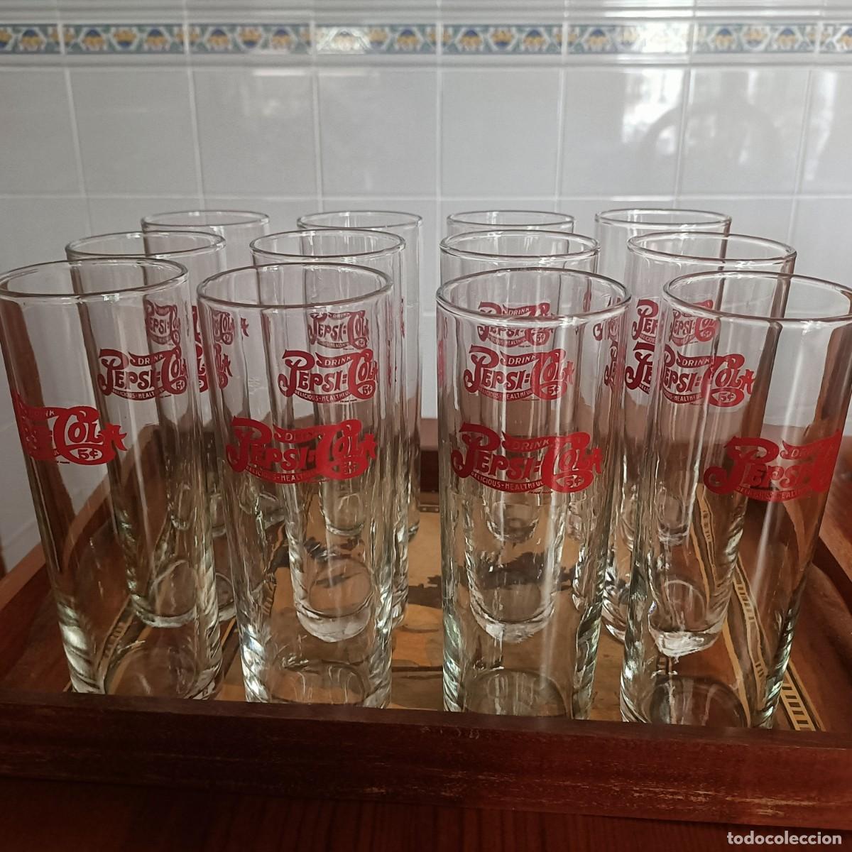 Coleccionismo: 12 vasos cristal con el anagrama de Pepsi-Cola A&ntilde;os 60/70