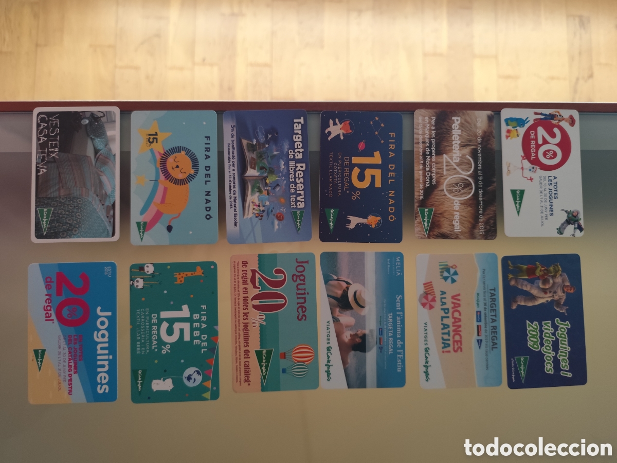 Coleccionismo: 12 tarjetas de regalo del corte ingl&eacute;s en catal&aacute;n