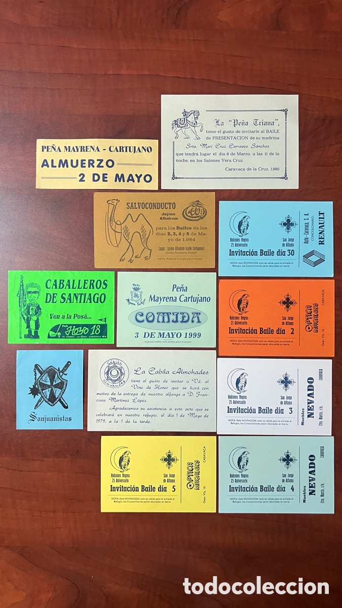 Coleccionismo: INVITACIONES FIESTAS DE MAYO CARAVACA - MURCIA , A&Ntilde;OS 80 - 90