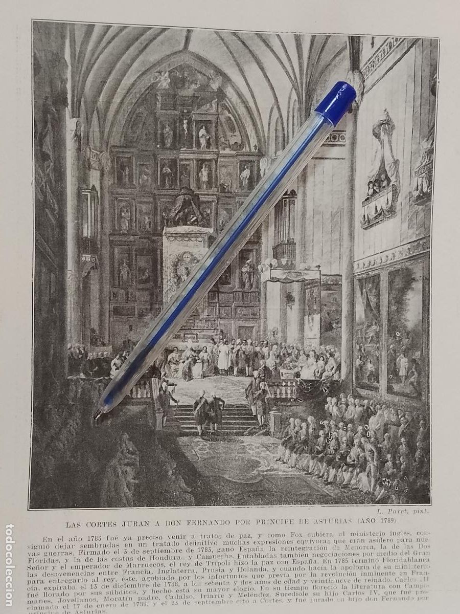 Coleccionismo: HOJA PUBLICACION - LAS CORTES JURAN A DON FERNANDO POR PRINCIPE DE ASTURIAS A&Ntilde;O 1789