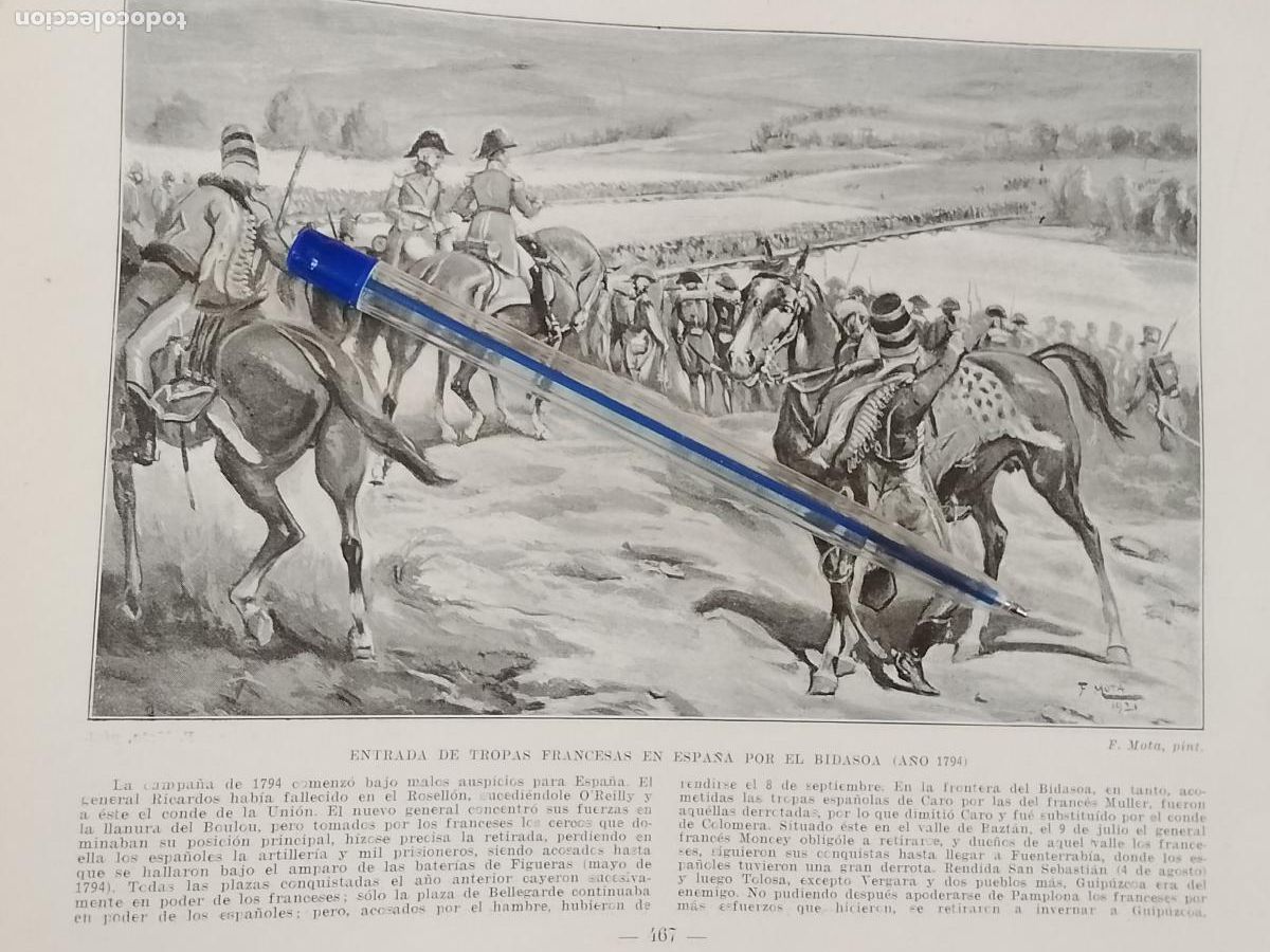 Coleccionismo: HOJA PUBLICACION - MILITAR . ENTRADA DE TROPAS FRANCESAS EN ESPA&Ntilde;A POR EL BIDASOA A&Ntilde;O 1794