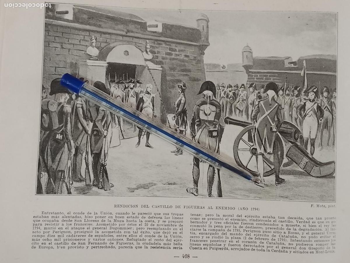 Coleccionismo: HOJA PUBLICACION - MILITAR . RENDICION DEL CASTILLO DE FIGUERAS AL ENEMIGO A&Ntilde;O 1794