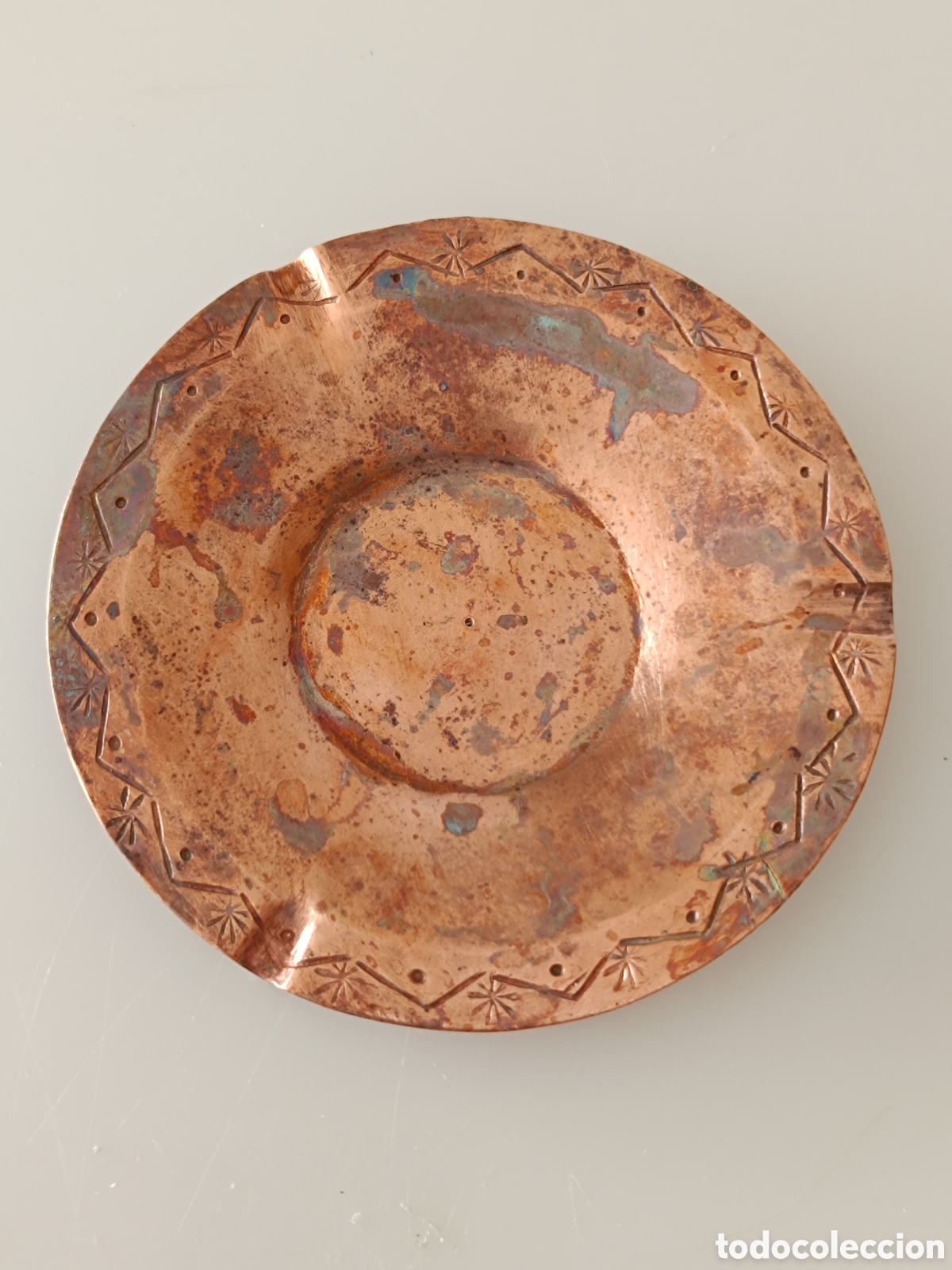 Coleccionismo: Cenicero antiguo cobre artesanal