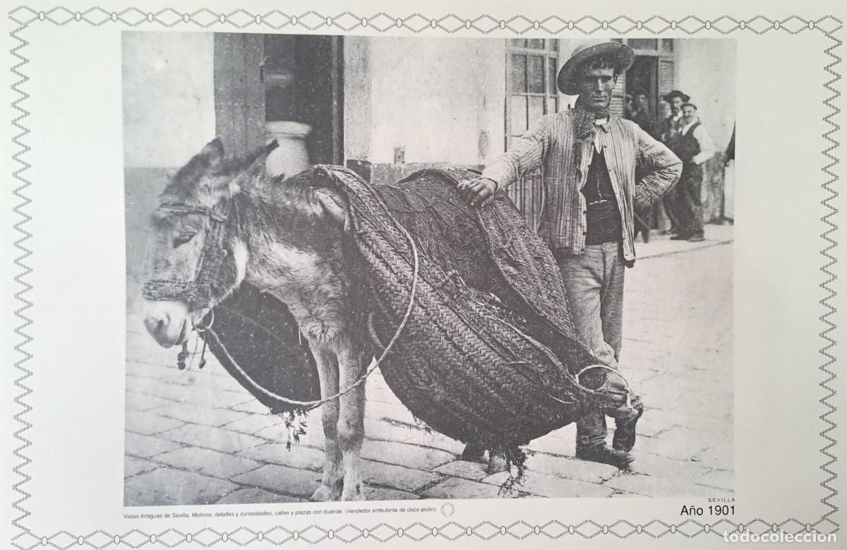 Coleccionismo: REPRODUCION LAMINA VISTAS ANTIGUAS DE SEVILLA VENDEDOR AMBULANTE A&Ntilde;O 1901. LAMIGRANSEV-050