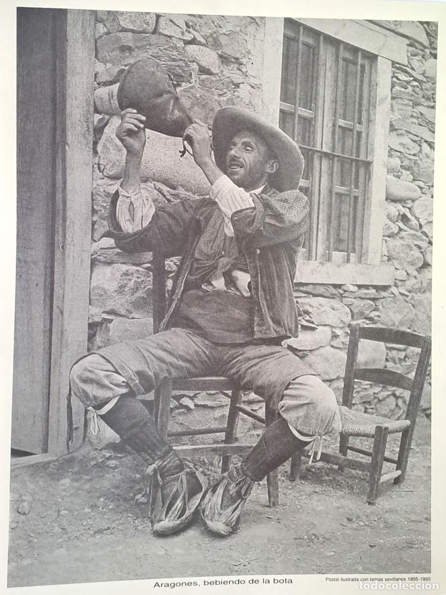 Coleccionismo: REPRODUCION LAMINA ARAGONES BEBIENDO DE LA BOTA A&Ntilde;O 1895-1990. LAMIGRANSEV-056