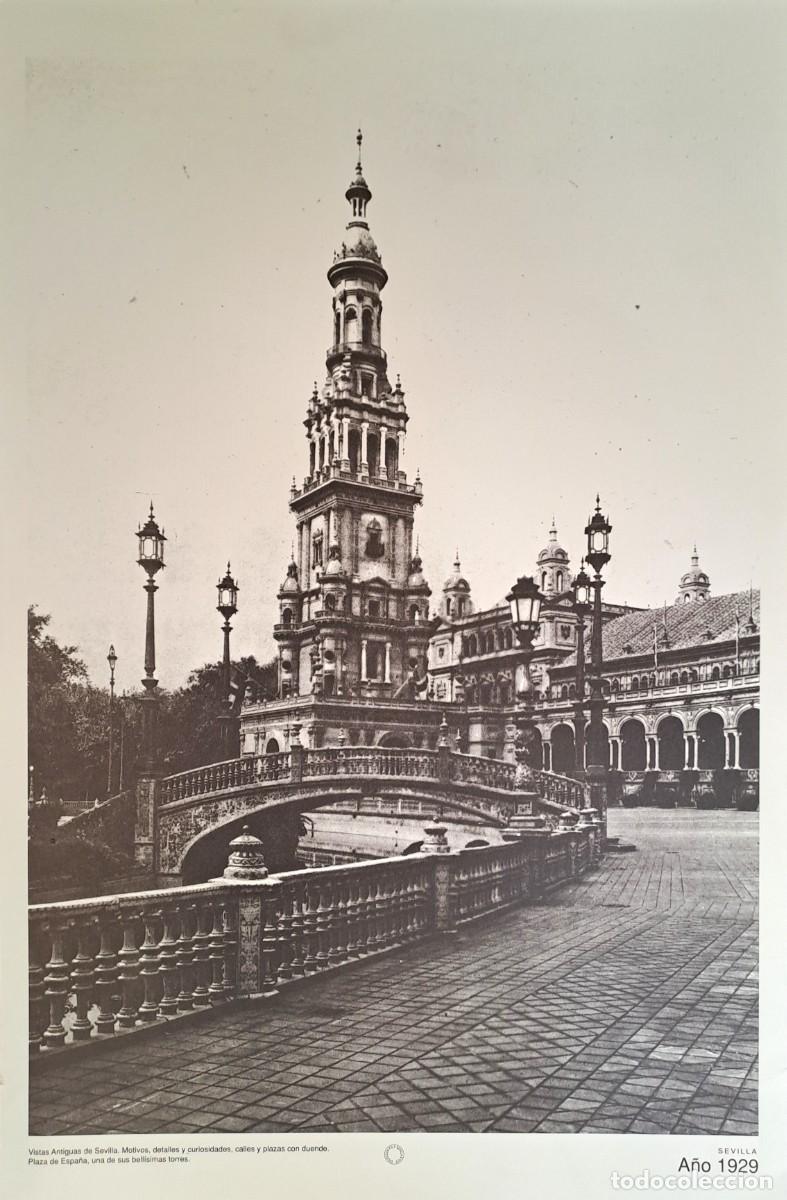 Coleccionismo: REPRODUCION LAMINA VISTAS ANTIGUAS DE SEVILLA PLAZA DE ESPA&Ntilde;A A&Ntilde;O 1929 . LAMIGRANSEV-066