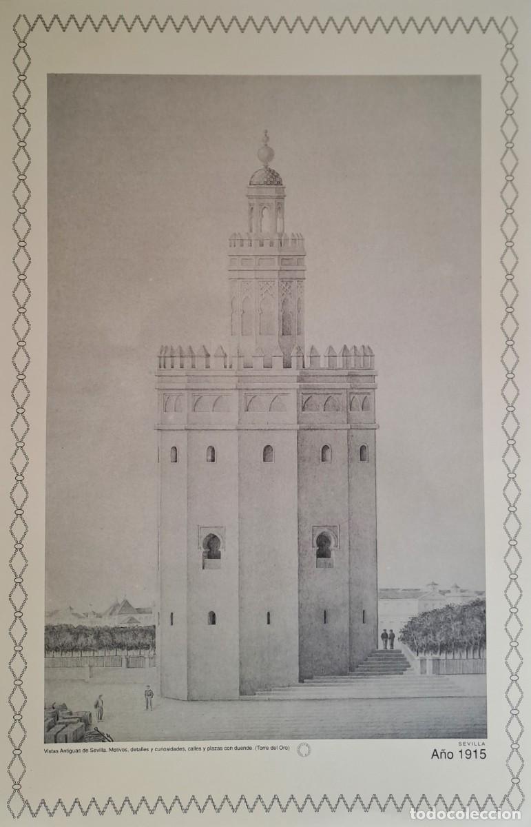 Coleccionismo: REPRODUCION LAMINA VISTAS ANTIGUAS DE SEVILLA TORRE DEL ORO A&Ntilde;O 1915. LAMIGRANSEV-067