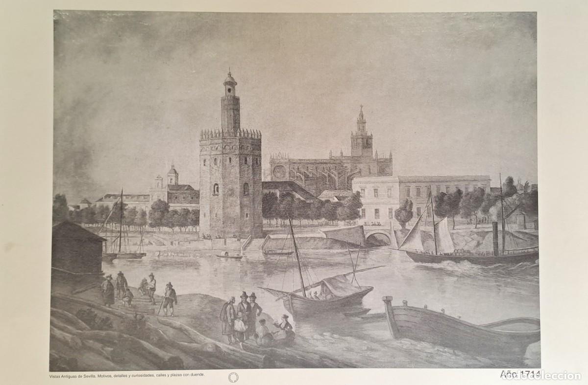 Coleccionismo: REPRODUCION LAMINA VISTAS ANTIGUAS DE SEVILLA VISTA PARCIAL A&Ntilde;O 1714. LAMIGRANSEV-071