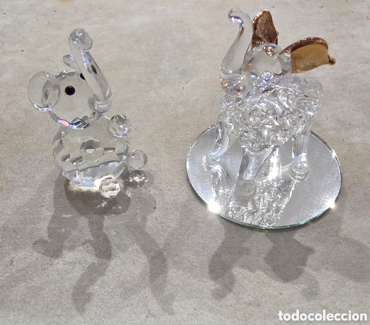 Coleccionismo: 2x Elefantes decorativos en cristal