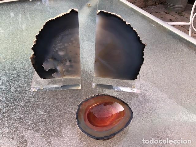 Coleccionismo: Sujetalibros y cenicero de piedra de &aacute;gata