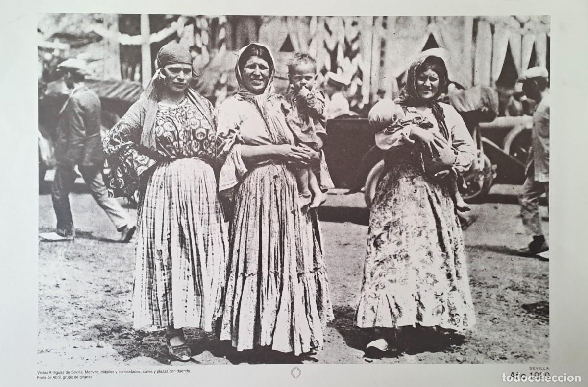 Coleccionismo: REPRODUCION LAMINA VISTAS ANTIGUAS DE SEVILLA FERIA DE ABRIL GRUPO DE GITANAS. LAMIGRANSEV-045 ,5