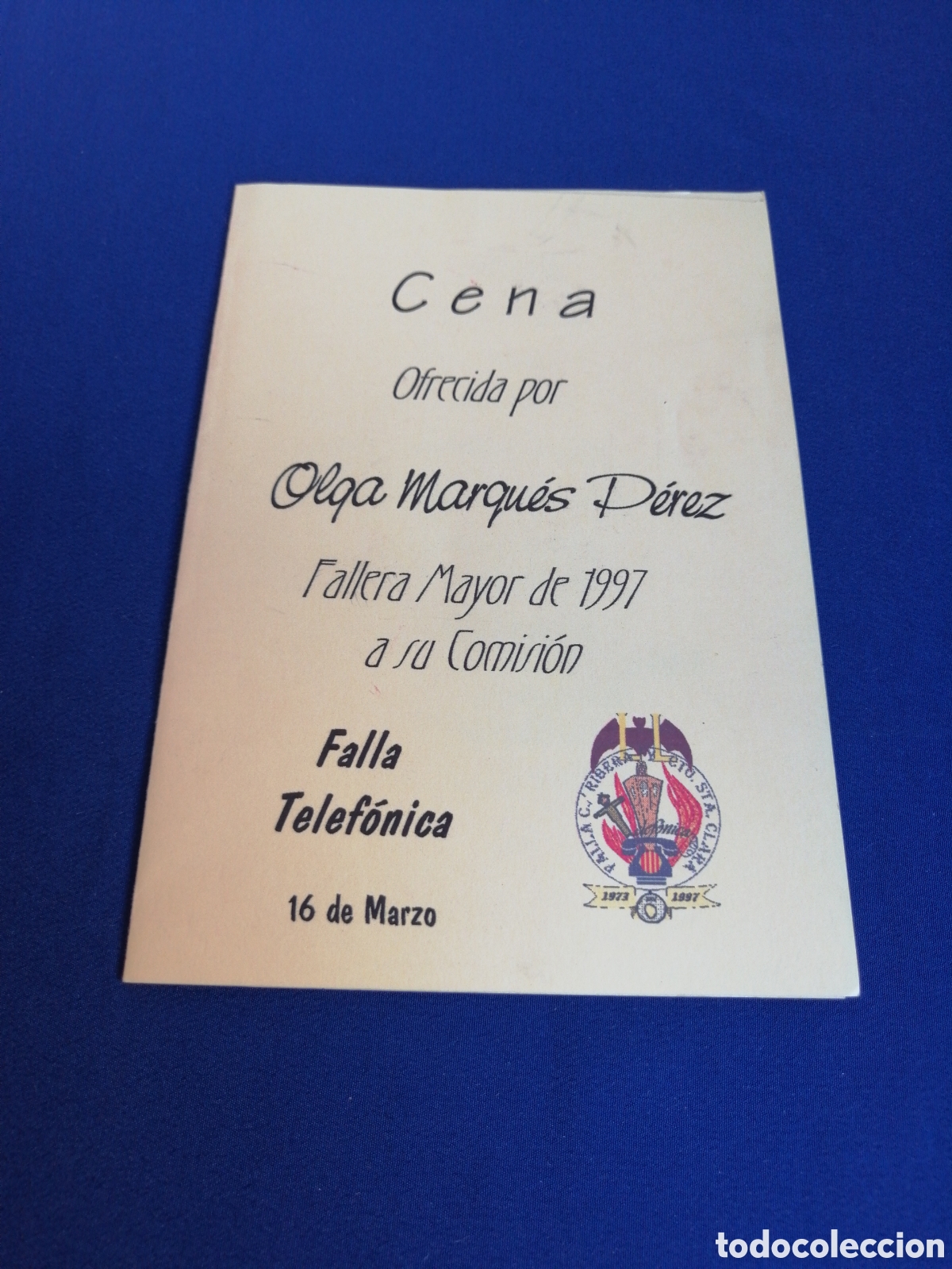 Collecting paper: FALLA RIBERA SANTA CLARA - TELEFON&Iacute;CA - FALLA TELEFON&Iacute;CA - FALLERA MAYOR 1997 OLGA MARQUES P&Eacute;REZ