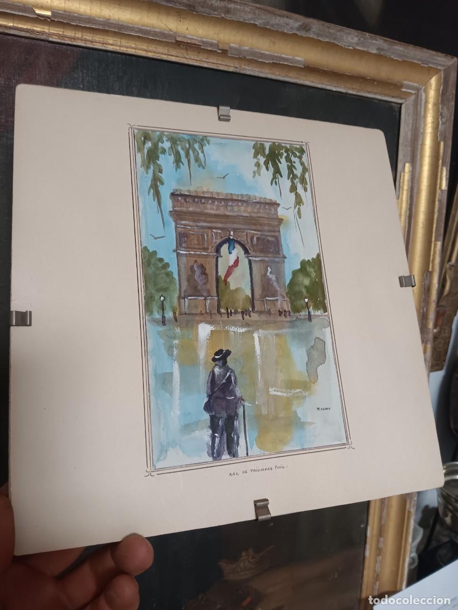 Coleccionismo: pintura en acuarela representa el ic&oacute;nico Arco de Triunfo de Par&iacute;s (Arc de Triomphe), capturado con