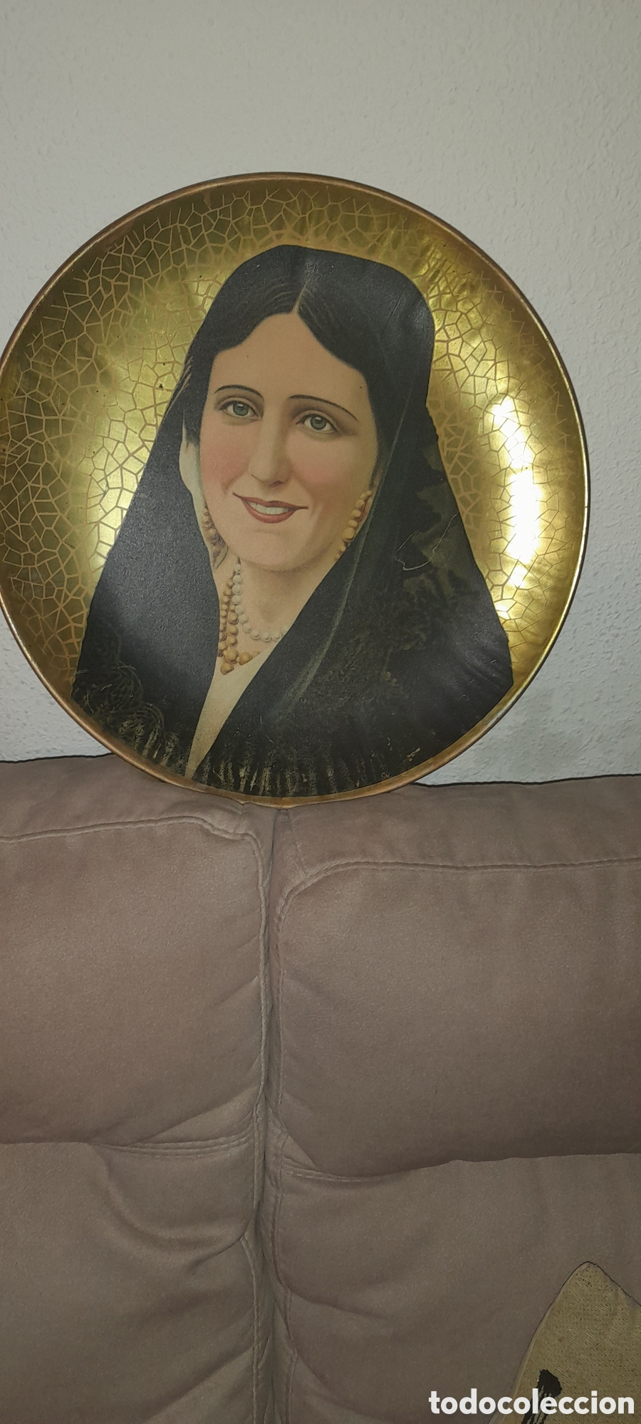 Coleccionismo: Gran plato antiguo metal - Foto 4