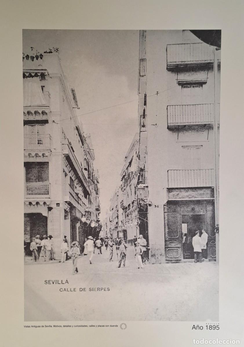 Coleccionismo: REPRODUCCION LAMINA VISTAS ANTIGUAS DE SEVILLA CALLE DE SIERPES A&Ntilde;O 1895. LAMIGRANSEV-096 ,5